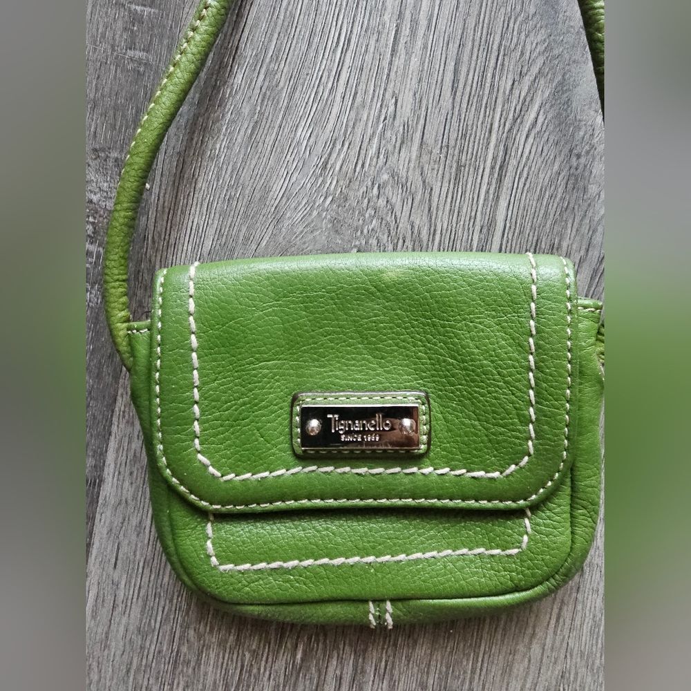 Tignanello Vibrant Green leather Mini Crossbody Bag